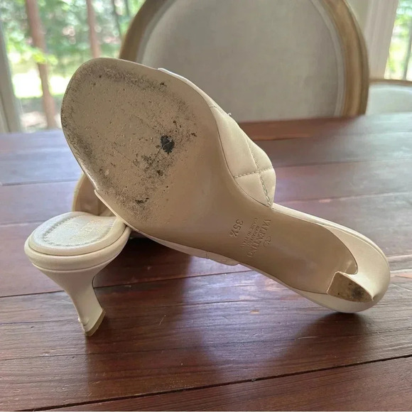 Nappa Quilted Roman Stud 65mm Slide Sandals 35.5 Light Ivory - Picture 8 of 13